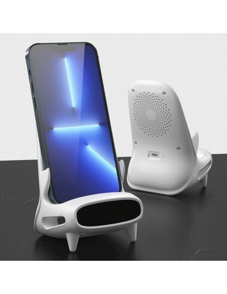 Le chargeur à induction sans fil amplifie le son pour les smartphones