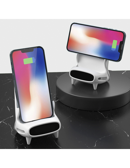 Le chargeur à induction sans fil amplifie le son pour les smartphones