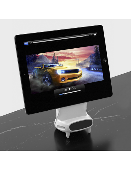 Le chargeur à induction sans fil amplifie le son pour les smartphones