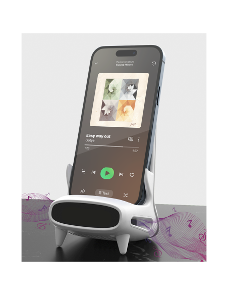 Le chargeur à induction sans fil amplifie le son pour les smartphones