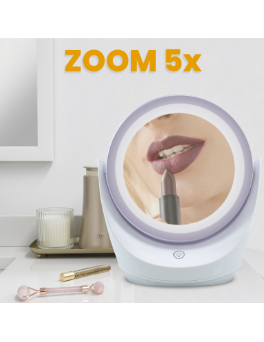 Miroir de table avec zoom 5x, lumière LED,...