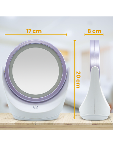 Miroir de table avec zoom 5x, lumière LED,...
