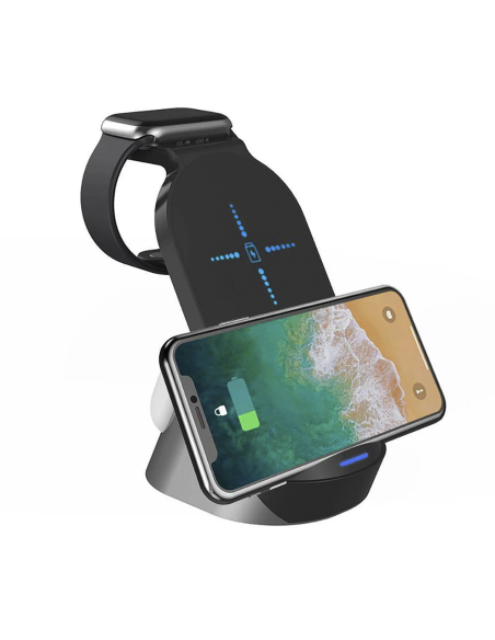 Chargeur sans fil magnétique 3 en 1 pour écouteurs, smartphone et smartwatch