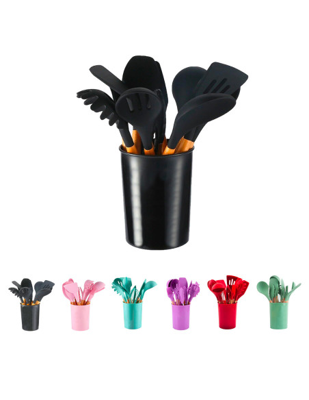 Set 12 ustensiles cuisine silicone qualité alimentaire antiadhésifs résistants