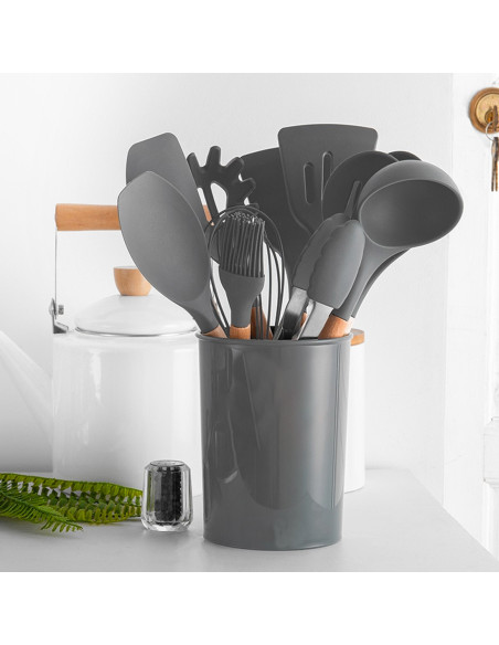 Set 12 ustensiles cuisine silicone qualité alimentaire antiadhésifs résistants