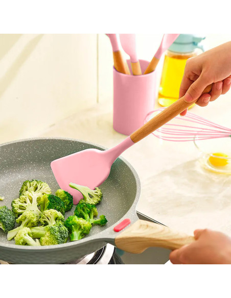 Set 12 ustensiles cuisine silicone qualité alimentaire antiadhésifs résistants