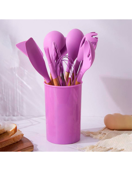 Set 12 ustensiles cuisine silicone qualité alimentaire antiadhésifs résistants