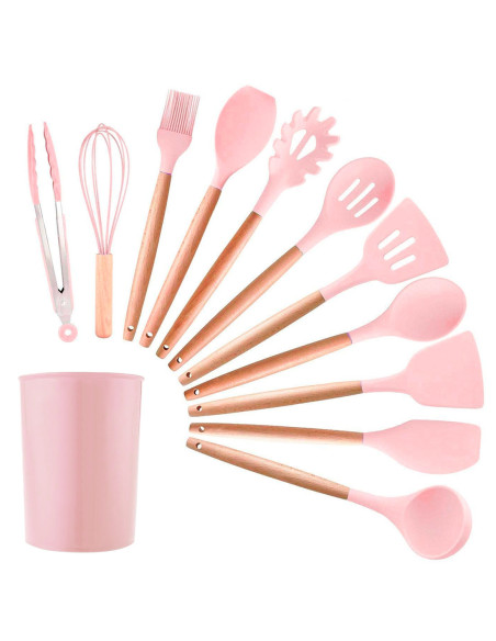 Set 12 ustensiles cuisine silicone qualité alimentaire antiadhésifs résistants