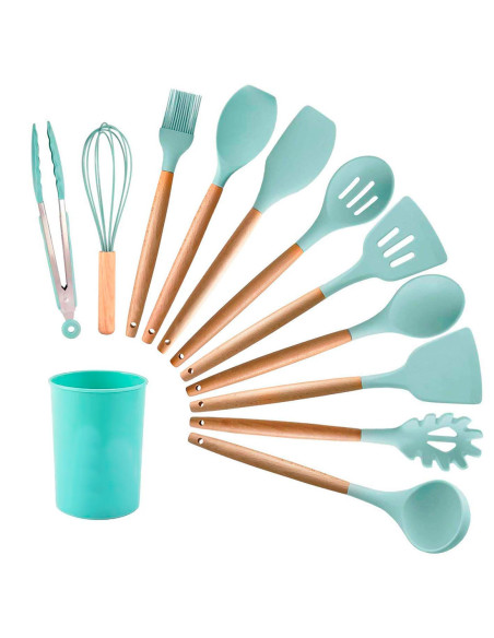 Set 12 ustensiles cuisine silicone qualité alimentaire antiadhésifs résistants