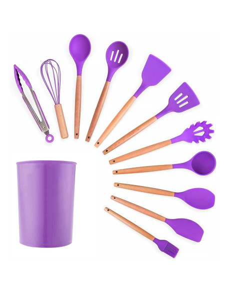 Set 12 ustensiles cuisine silicone qualité alimentaire antiadhésifs résistants