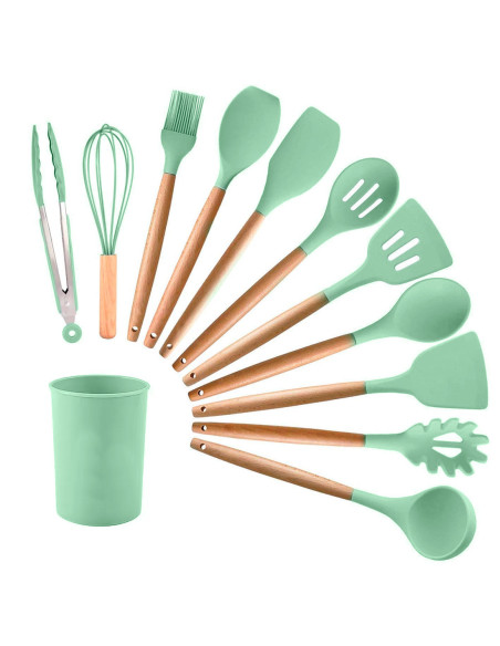 Set 12 ustensiles cuisine silicone qualité alimentaire antiadhésifs résistants