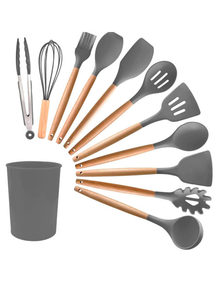 Set 12 ustensiles cuisine silicone qualité alimentaire antiadhésifs résistants