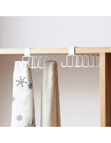 Support suspendu pour tasses et verres avec 12 crochets de rangement en métal