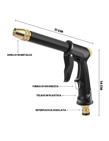 Tuyau de jardin en plastique de 5m avec pistolet multifonction, raccords et buse