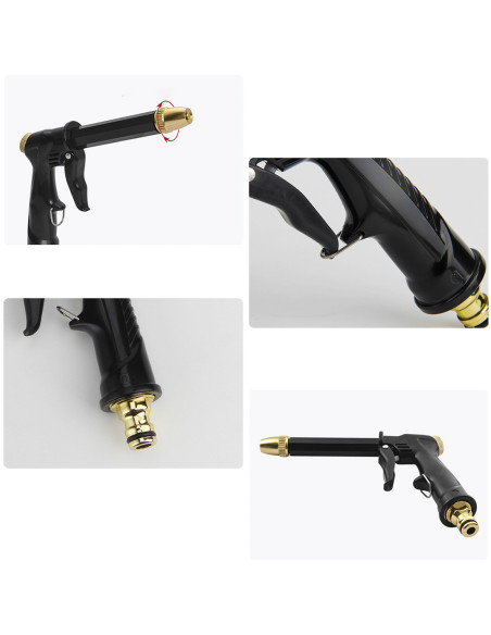 Tuyau de jardin en plastique de 5m avec pistolet multifonction, raccords et buse