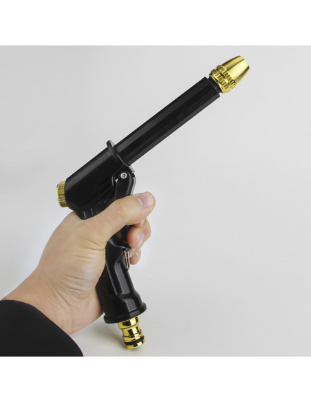 Tuyau de jardin en plastique de 5m avec pistolet multifonction, raccords et buse