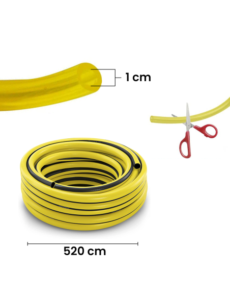 Tuyau de jardin en plastique de 5m avec pistolet multifonction, raccords et buse