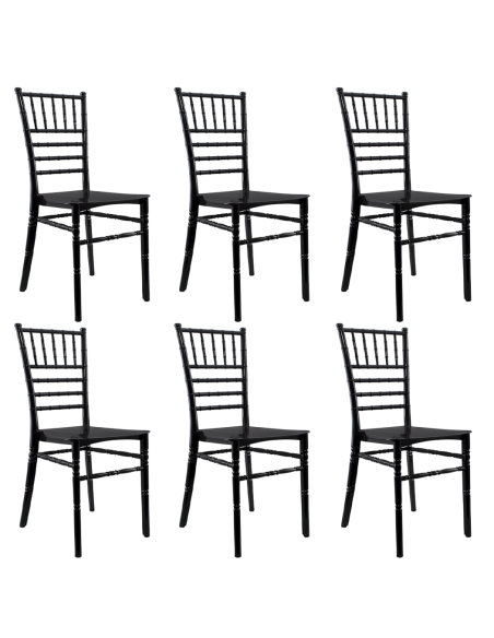 Ensemble de 6 chaises Chiavari noires au design vintage classique