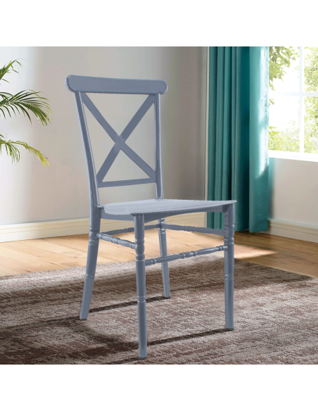 Ensemble 4 chaises Sidney polypropylène gris vintage pour la restauration