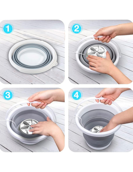 Sèche-linge pliable silicone 10L mini lave-linge portable avec turbine rotative