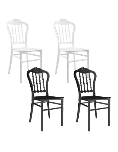 2 chaises blanches Emilia polypropylène au design adapté à la restauration