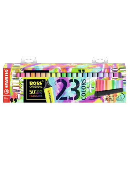 Surligneurs STABILO BOSS Original 23 Couleurs Assorties Édition 50e Anniversaire
