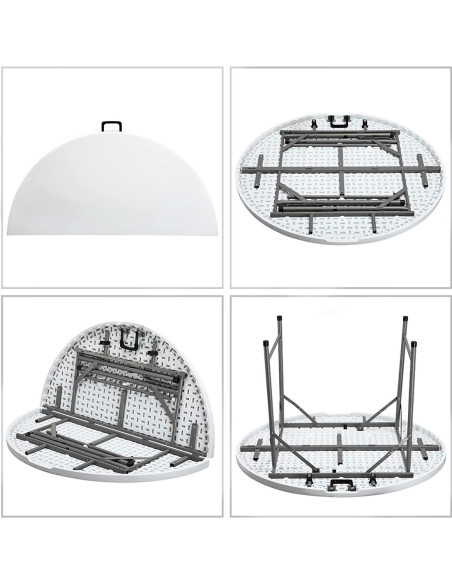 Table pliante ronde ASIA de 180 cm en résine blanche pour le service traiteur