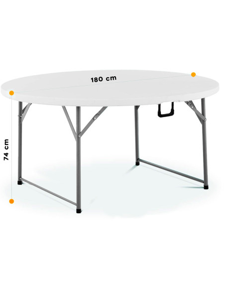 Table pliante ronde ASIA de 180 cm en résine blanche pour le service traiteur