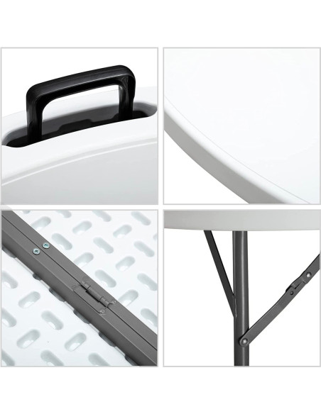 Table pliante ronde ASIA de 180 cm en résine blanche pour le service traiteur