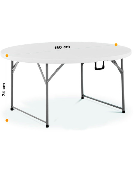 Table pliante ronde ASIA de 150 cm en résine blanche pour le service traiteur