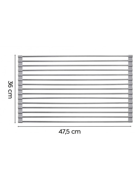 Égouttoir Pliable pour Évier Gain de Place en Acier Multifonction Gris 36x47.4cm