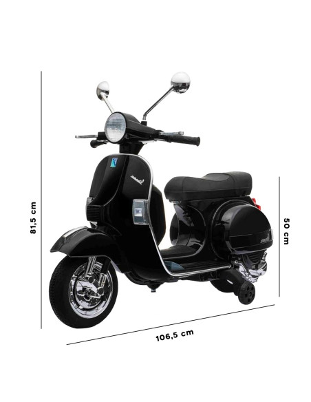 LT887 Moto électrique PIAGGIO pour enfants VESPA PX avec roulettes laterales