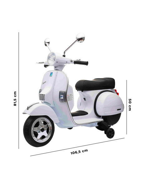 LT887 Moto électrique PIAGGIO pour enfants VESPA PX avec roulettes laterales