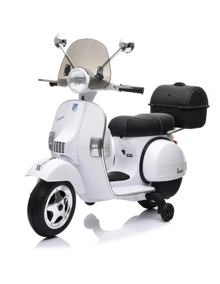 Piaggio Vespa PX 150 Full Electrique 12V pour Enfant avec coffre et paravent MP3