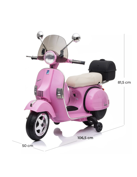 Piaggio Vespa PX 150 Full Electrique 12V pour Enfant avec coffre et paravent MP3