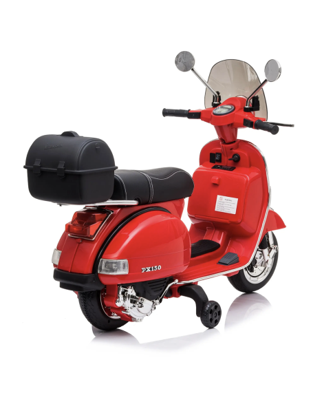 Piaggio Vespa PX 150 Full Electrique 12V pour Enfant avec coffre et paravent MP3