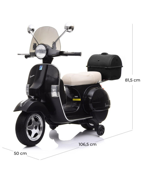 Piaggio Vespa PX 150 Full Electrique 12V pour Enfant avec coffre et paravent MP3