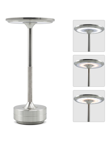 Lampe de Table 5W Rechargeable Contrôle Tactile LED Réglable Design en Aluminium