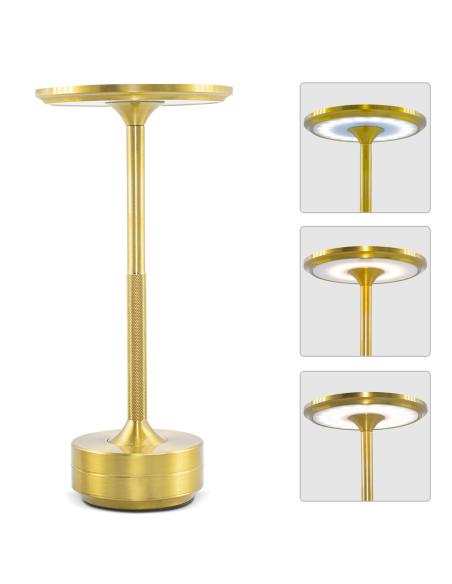 Lampe de Table 5W Rechargeable Contrôle Tactile LED Réglable Design en Aluminium