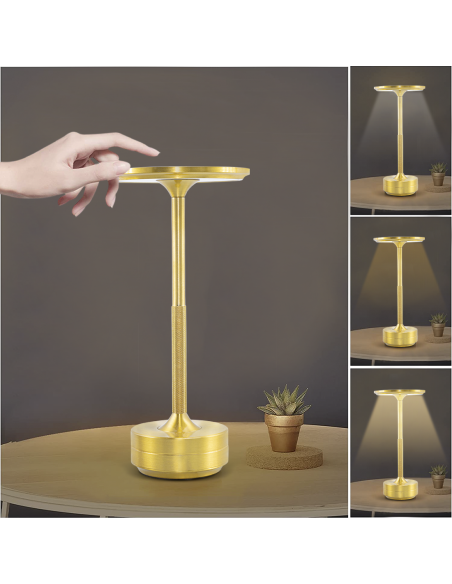 Lampe de Table 5W Rechargeable Contrôle Tactile LED Réglable Design en Aluminium