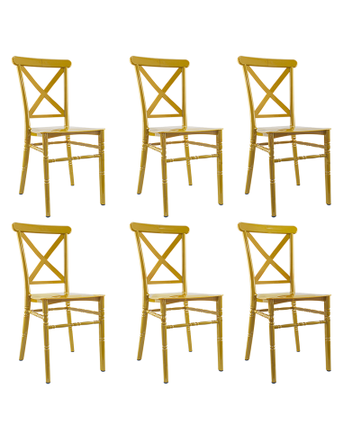 6 chaises vintage polypropylène moutarde Sidney idéales restauration événements