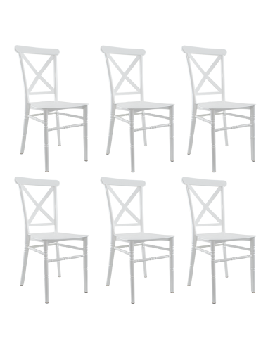 6 chaises Sidney blanches vintage polypropylène idéales restauration événements