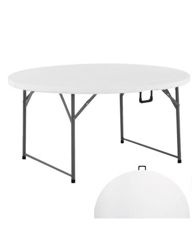 Table pliante ronde ASIA 122 cm résine blanche pour restauration jardin maison