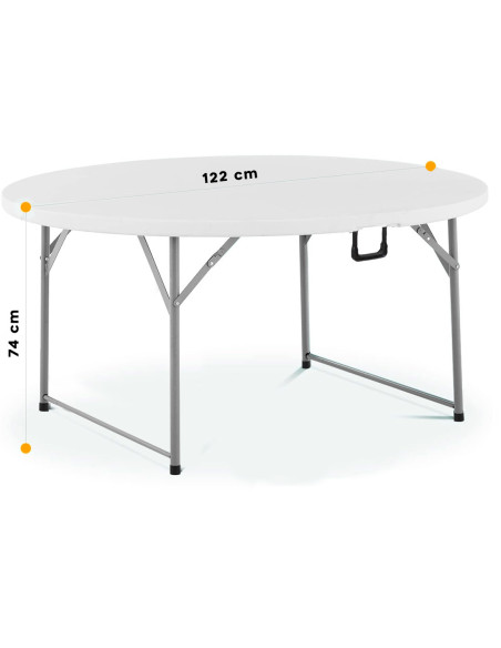 Table pliante ronde ASIA 122 cm résine blanche pour restauration jardin maison