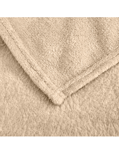 Plaid en peluche unicolore pour lit individuel...