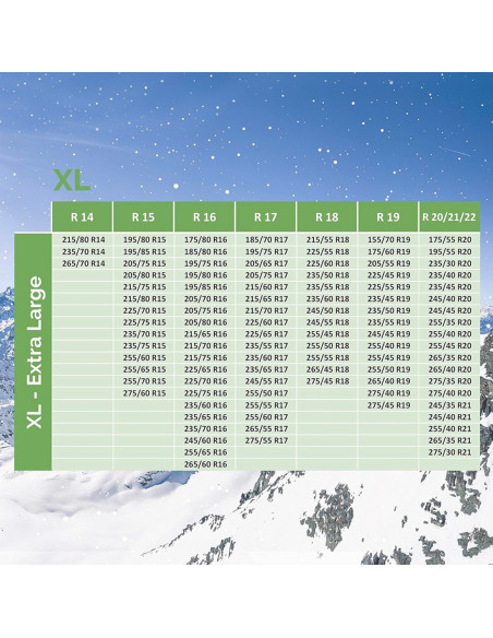 Ensemble 2 chaînes à neige en tissu homologuées EN 16662 pour pneus de voiture