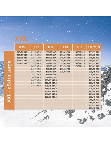 Ensemble 2 chaînes à neige en tissu homologuées...