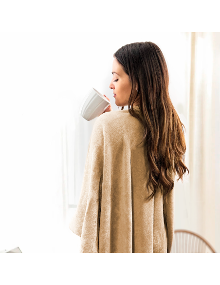 Châle avec cordon pour femme doux chaud pour l'hiver à la maison taille unique