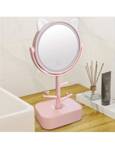Miroir cosmétique lumière LED rechargeable pour...