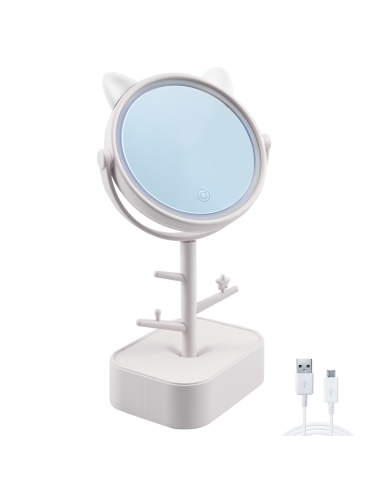 Miroir cosmétique lumière LED rechargeable pour...